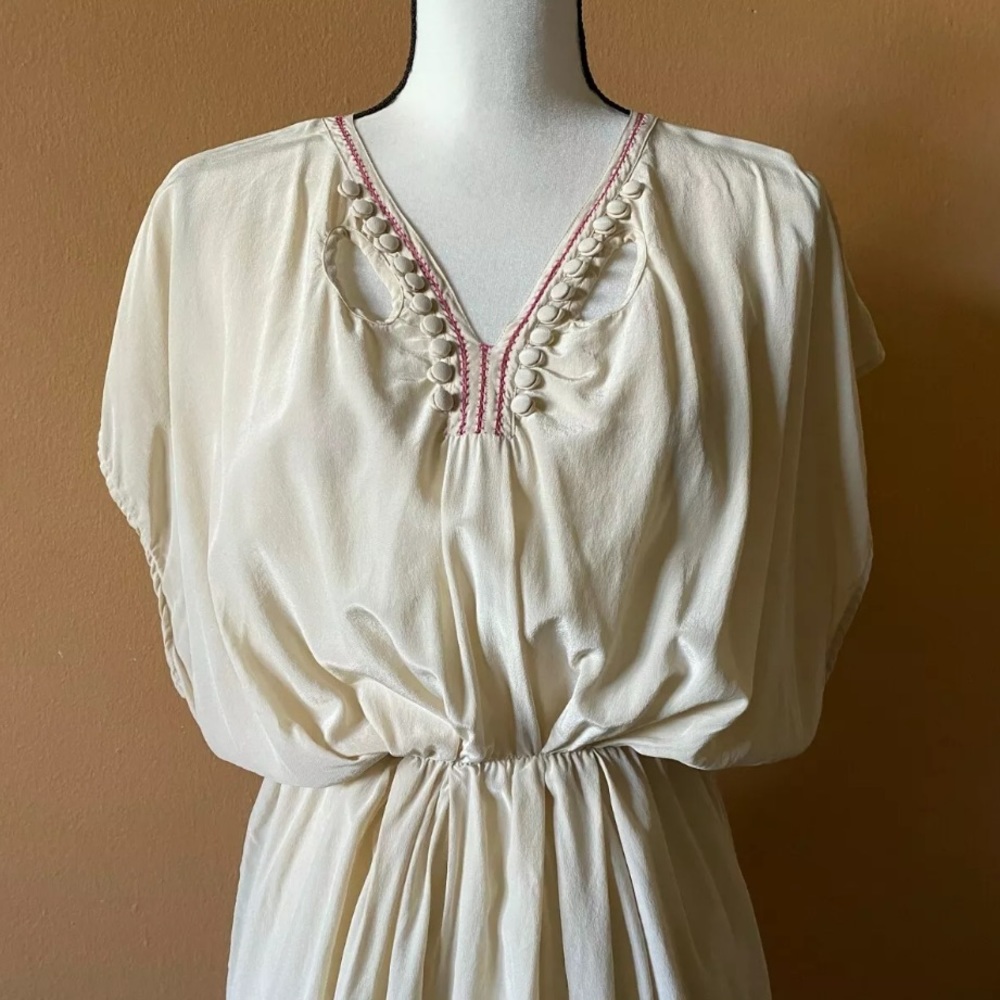 Sold-Ulla Johnson Silk Peasant Cutout Blouson Dress 10 - Picture 3 of 10